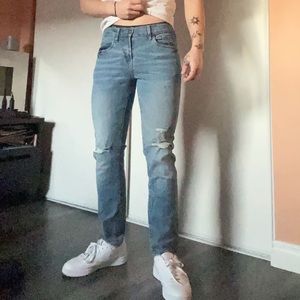 men’s 28/32 skinny stretch light blue ripped jeans